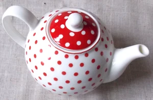 THEIERE   COLLECTION  ISABELLE ROSE  FOND BLANC POIS ROUGES - Picture 1 of 4