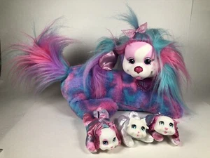 Puppy Surprise Plush 2017 Ed Kaplan Mom And 3 Babies Blue Pink Purple Toy 11” - Picture 1 of 12