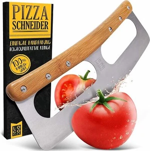 Loco Bird Pizzaschneider aus Edelstahl mit Bambusgriff - mit Klingenschutz - Bild 1 von 7