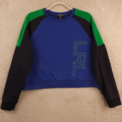 Lauren Ralph Lauren толстовка женщин средний синий черный укороченный пуловер LRL FLAW - Изображение 1 из 4