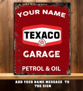 PERSONALISED TEXACO PETROL SERVICE GARAGE WORKSHOP SHED METAL SIGN RS329 - Picture 1 of 3