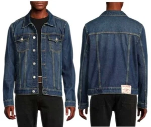 True Religion Herren Jesse Denim Trucker Jacke Medium Storm Wash Größe Large Neu mit Etikett - Bild 1 von 14