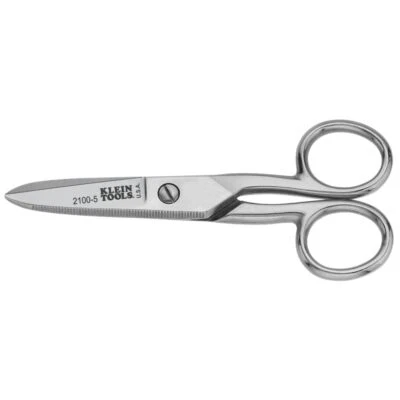 Klein Electrician Scissors 5.25 Inch Heavy Duty Silver Metallic Steel Tools - Image 1 of 4