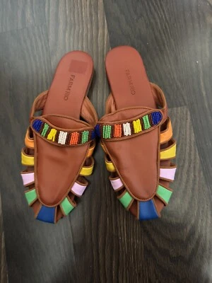 Farm Rio Rainbow Beaded Mule Rust Sandal Size 8 - Image 1 of 4