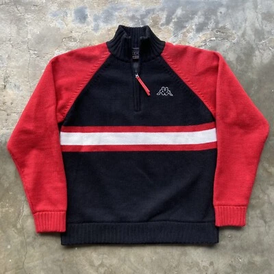 Kappa мужской подлинный 1/4 молнии толстовка пуловер маленький винтажный 90-х - Изображение 1 из 4