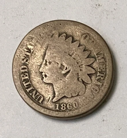 US  Coin - 1860 Indian Head Penny - Low Grade Cover