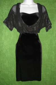 Alyx schwarz silber Stretch Samt Herzausschnitt Chiffon Drapierung Sozialkleid 4 VERSCHIEDENE - Bild 1 von 4