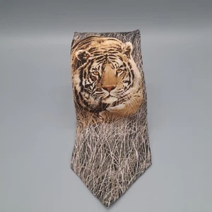 Vintage Endangered Species Neck Tie Tiger Eyes Simon Combes "Tiger Eyes" Big Cat - Picture 1 of 10