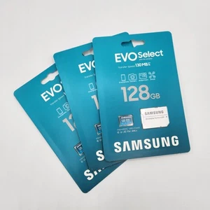 Samsung EVO Select 128GB microSDXC UHS-I Memory Card With SD Adapter Set Of 3 - Photo 1 sur 3