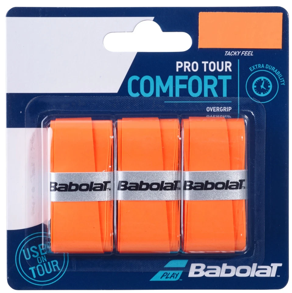 Babolat Pro Tour Paquete de 3 Naranja Tacky Overgrip Tenis Raquetball Pickleball Foto 1 de 1