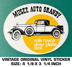 MUSEE AUTO GRANBY - VINTAGE ORIGINAL VINYL DECAL STICKER-ROLLS ROYCE SILVER 1929 - Picture 1 of 2