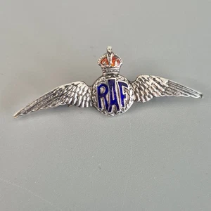 Vintage T L Mott Sterlingsilber & Emaille RAF Herz Brosche/Abzeichen - Bild 1 von 3