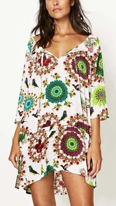 Desigual Mandala Bird Print Kaftan Dress Size M - Picture 1 of 11