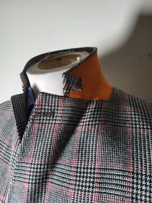 44R Tallia Red Black Glen Check Flannel LAMBSWool Tweed Unconstruct Jacket Blaze - Image 1 of 4