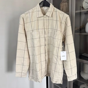 3sixteen Long Sleeve Woven Linen Check Wide Work Shirt XXL NEW Beige Button-Up - Picture 1 of 7