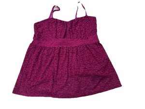 NUEVO CON ETIQUETAS Tórrido Rosa Brillante Doble Capa Cami Encaje Inserto Talla Grande 2 (US 2X) Romántico - Imagen 1 de 8