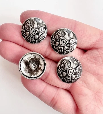 10PC Antiqued Silver Eagle Metal Buttons Shank Buttons Sew On 18mm - Image 1 of 2