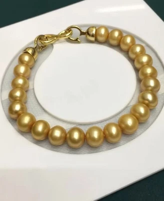 elegant9-10mm south sea round gold pearl bracelet 7.5-8" - Image 1 of 4