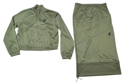 Nike Sportswear Skirt Track Suit Womens Small Green Asymmetrical Zip Midi - Image 1 of 4