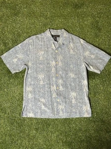 Nat Nast Button Up Shirt Mens SMALLBlue Short Sleeve Silk Palm Tropical Camp - Picture 1 of 8