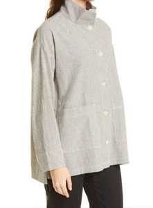 Eileen Fisher Stand Collar Organic Cotton & Linen Jacket Size XL - Picture 1 of 12