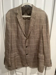 Polo Ralph Lauren Blazer Sports Coat Men 44 L  Gorgeous  Silk Linen Blend - Picture 1 of 10