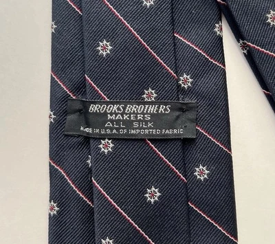Corbata Brooks Brothers Makers EE. UU. Cuello de Seda Azul Marino Repp Rayas Rueda de Yate De Colección Foto 1 de 4