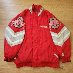 STARTER Ohio State Buckeyes College Jacket Mens Large Embroidered Patches Coat - Picture 1 of 17