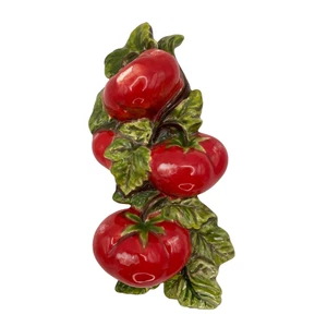Pre-owned Red Vine Tomatoes Ceramic Hand Painted Wall Art Decor 7.5" Signed - Picture 1 of 6