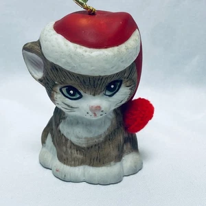 Campana de gato de porcelana bisque Jasco pintada a mano adorno de Navidad - Imagen 1 de 11
