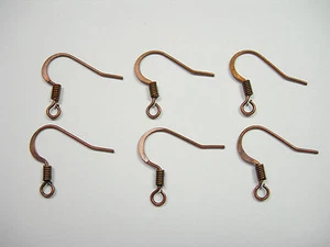 20 pair (40) antiqued copper plated Ear Wires stamped w/ coil french hook - Picture 1 of 1