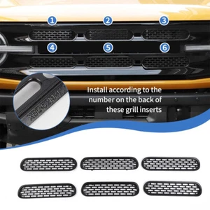 6X Front Grille Inserts Mesh Net Grill Trim Cover For Ford Bronco 2021 2022 2023 - Picture 1 of 9
