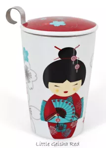 TEAEVE Double Walled Mug With Infuser & lid + Loose Tea Taster - Geisha Red - Picture 1 of 5