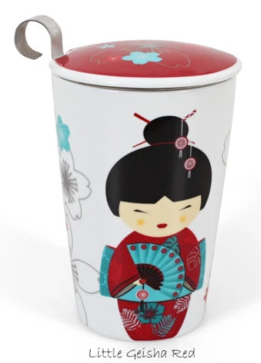 TEAEVE Double Walled Mug With Infuser & lid + Loose Tea Taster - Geisha Red - Image 1 of 4