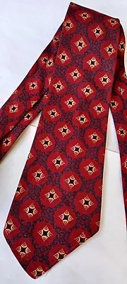 Cravatta Damascata Vintage Anni '50 Tootal Rossa Beige/blu Goodwood/dapper/60 Mod • 19.57€