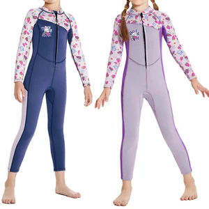 Big Girls 2.5mm Neoprene Wetsuit Long Sleeve Full Body Jumpsuit Surfing Diving - Picture 1 of 28