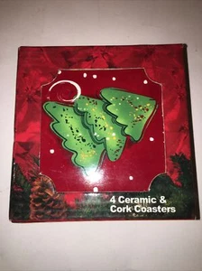 Greenbrier (923957) Pack de 4 posavasos cuadrados de cerámica y corcho para árboles de Navidad - Imagen 1 de 2