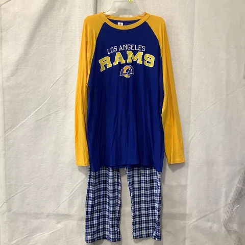 Teton Mens Blue Los Angeles Rams Crew Neck Reglan Sleeves Top And Pant Set Cover