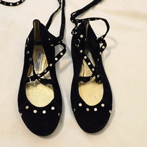 Jimmy Choo Women's Black studded Ballet Flats 38 - Picture 1 of 10