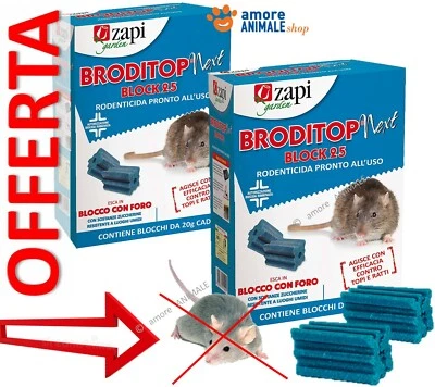 Zapi BRODITOP Next FORABLOCK → 300 gr - Block Esca Veleno per Topi e Ratti