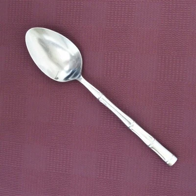 Rebacraft Regal Bamboo serving spoon stainless flatware Reed & Barton utensil - Image 1 of 4