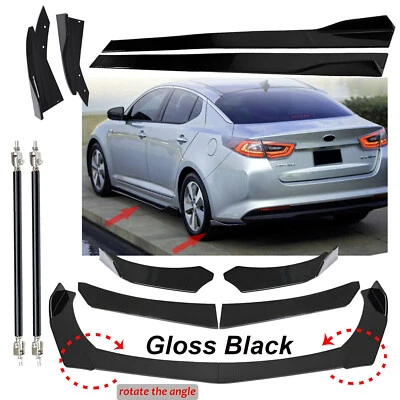 Front Bumper Lip Spoiler+86.6"Side Skirt For KIA Optima Bod Glossy Black Foto 1 de 4