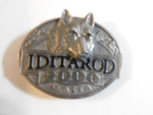 2000 ENAMEL IDITAROD DOG SLED RACING BELT BUCKLE ALASKA NEW LARGE DOG HEAD LOGO - Picture 1 of 2