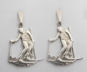 Skier: Drop Earrings Silver 925 - Ski Alpine - Slalom - - Picture 1 of 3
