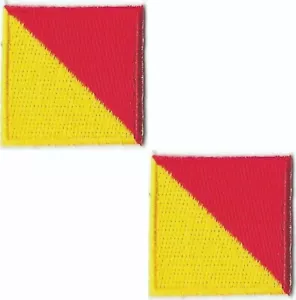 Maritime Signal Flag Letter O Patch Embroidered Oscar Iron (1 1/4") Lot of 2 - Picture 1 of 2