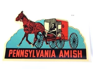 Nos Pegatina Vintage Años 60 PENNSYLVANIA AMISH Calcomanía de Agua Holandesa Caballo y Carraige - Imagen 1 de 12