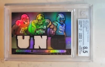 2007 Topps Triple Threads Sapphire  | #34 Crumpler/Parker/ Julius Peppers 1 POP - Image 1 of 4