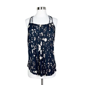 Anthropologie Deletta Top Size XS Black Printed Strappy Racerback Sleeveless - Picture 1 of 7