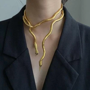 Bendable Gold Snake Necklace Choker Jewelry, Women - Slytherin -Steam Punk -Gift - Picture 1 of 4