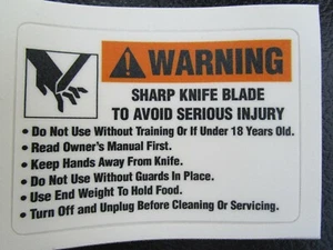 GLOBE CHEFMATE WARNING LABEL OEM# M91022 - Picture 1 of 2